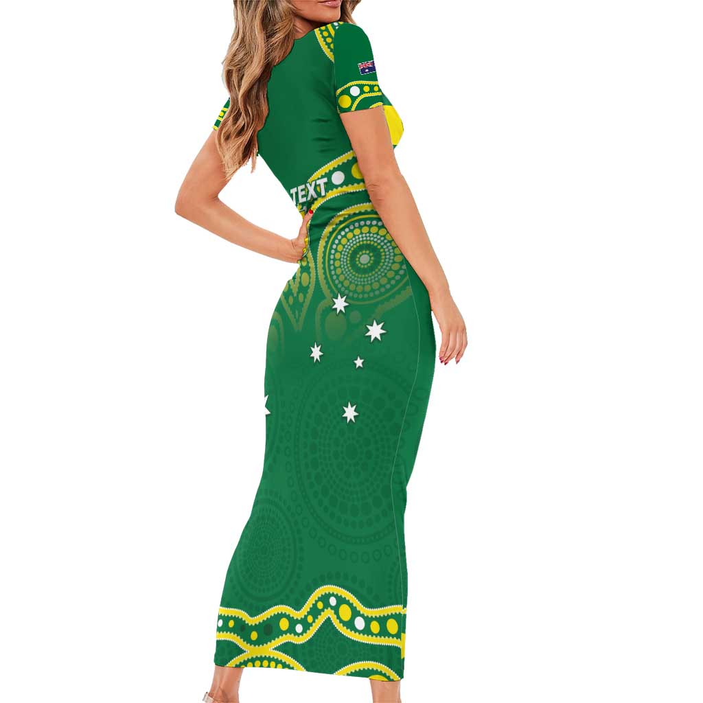 Australia Rugby Custom Short Sleeve Bodycon Dress Kangaroos Make History Pacific Champions