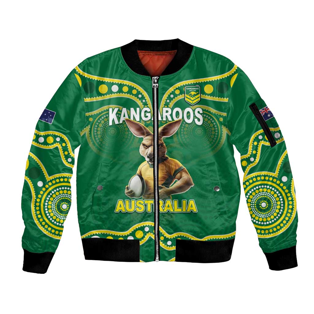 Australia Rugby Custom Sleeve Zip Bomber Jacket Kangaroos Make History Pacific Champions