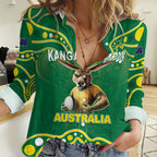 Australia Rugby Custom Women Casual Shirt Kangaroos Make History Pacific Champions