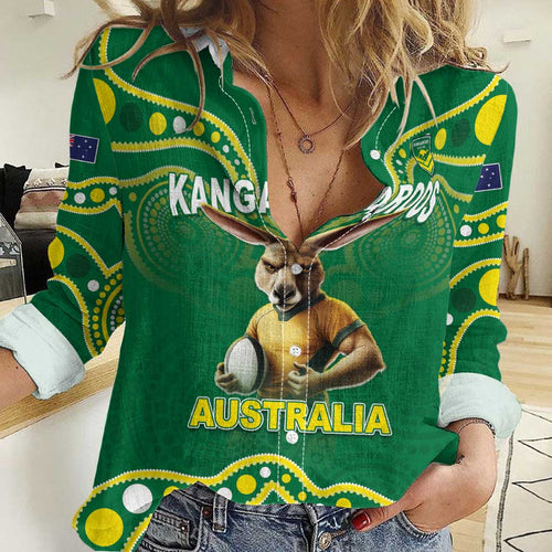 Australia Rugby Custom Women Casual Shirt Kangaroos Make History Pacific Champions