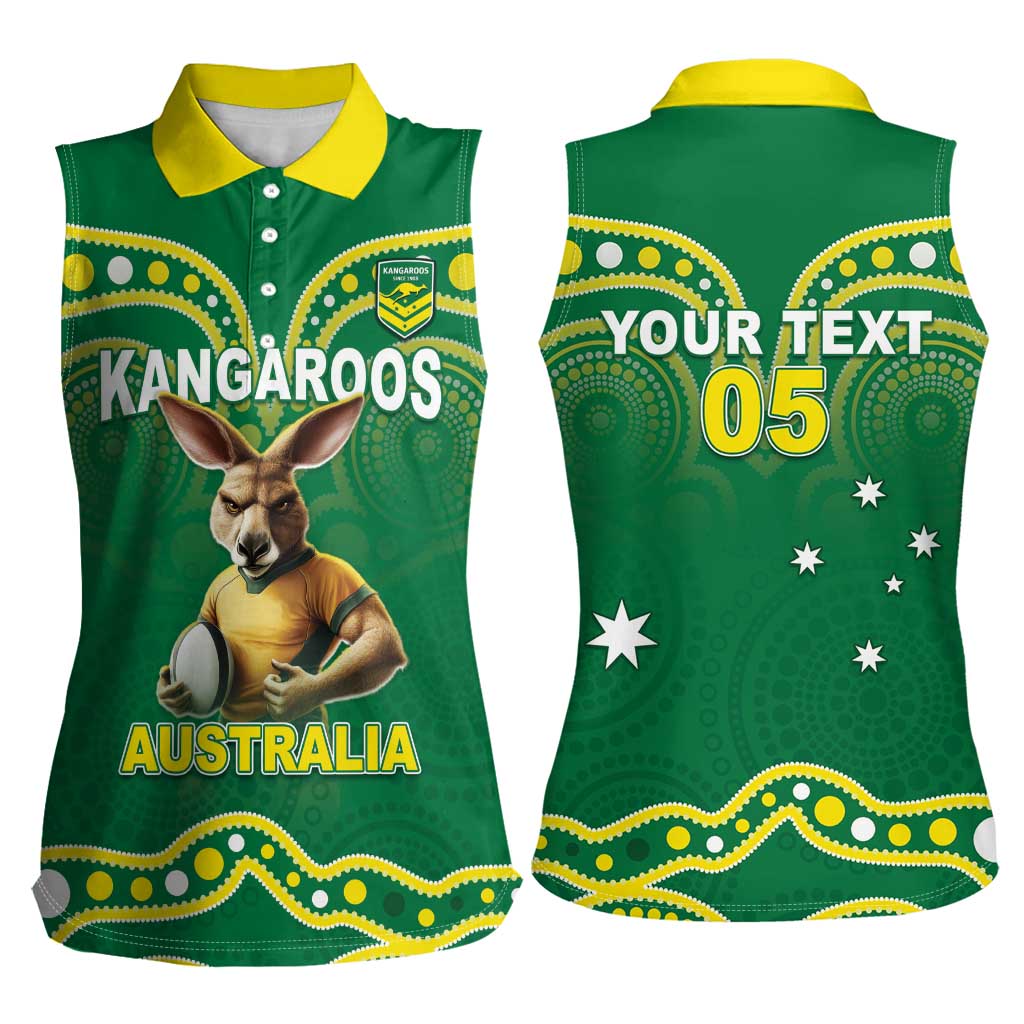 Australia Rugby Custom Women Sleeveless Polo Shirt Kangaroos Make History Pacific Champions