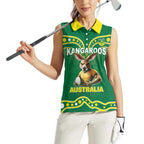 Australia Rugby Custom Women Sleeveless Polo Shirt Kangaroos Make History Pacific Champions