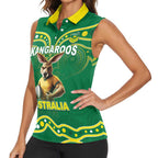 Australia Rugby Custom Women Sleeveless Polo Shirt Kangaroos Make History Pacific Champions