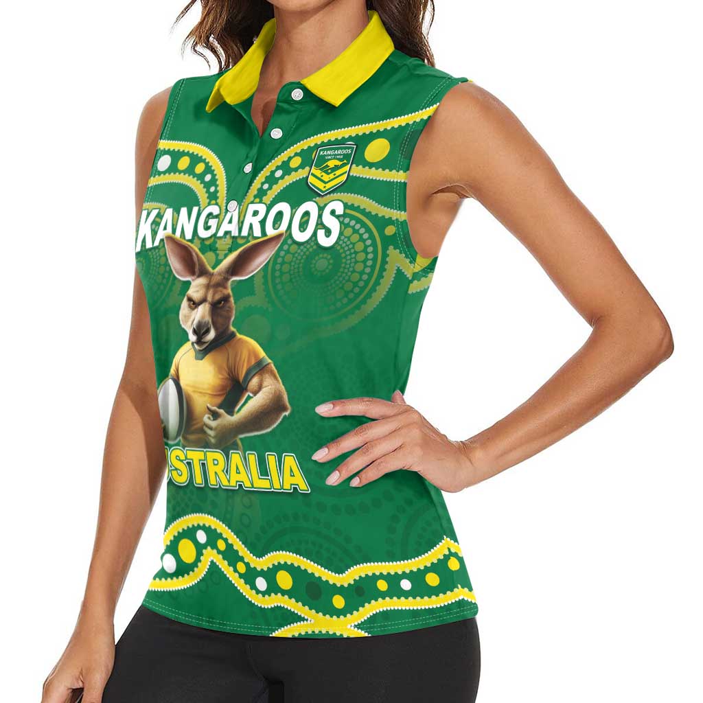 Australia Rugby Custom Women Sleeveless Polo Shirt Kangaroos Make History Pacific Champions