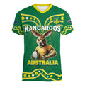 Australia Rugby Custom Women V-Neck T-Shirt Kangaroos Make History Pacific Champions