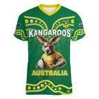 Australia Rugby Custom Women V-Neck T-Shirt Kangaroos Make History Pacific Champions