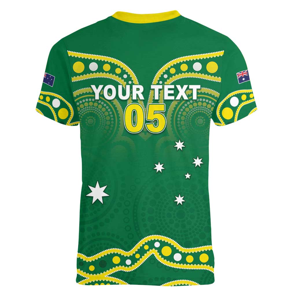 Australia Rugby Custom Women V-Neck T-Shirt Kangaroos Make History Pacific Champions