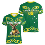 Australia Rugby Custom Women V-Neck T-Shirt Kangaroos Make History Pacific Champions