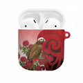 New Zealand Parrot Kaka AirPods Case Maori Koru With Pohutukawa Flowers - Aussie Hoodie