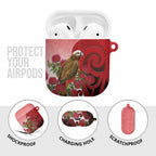 New Zealand Parrot Kaka AirPods Case Maori Koru With Pohutukawa Flowers - Aussie Hoodie