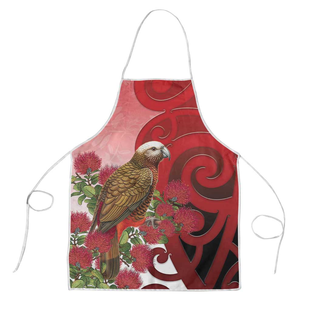 New Zealand Parrot Kaka Apron Maori Koru With Pohutukawa Flowers - Aussie Hoodie