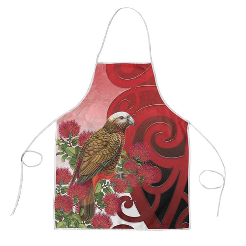New Zealand Parrot Kaka Apron Maori Koru With Pohutukawa Flowers - Aussie Hoodie