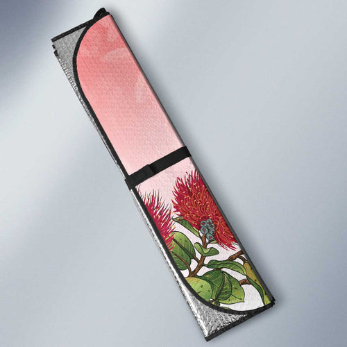 New Zealand Parrot Kaka Auto Sun Shade Maori Koru With Pohutukawa Flowers - Aussie Hoodie