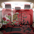 New Zealand Parrot Kaka Back Car Seat Cover Maori Koru With Pohutukawa Flowers - Aussie Hoodie