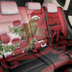 New Zealand Parrot Kaka Back Car Seat Cover Maori Koru With Pohutukawa Flowers - Aussie Hoodie