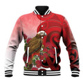 New Zealand Parrot Kaka Baseball Jacket Maori Koru With Pohutukawa Flowers - Aussie Hoodie