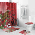 New Zealand Parrot Kaka Bathroom Set Maori Koru With Pohutukawa Flowers - Aussie Hoodie
