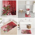 New Zealand Parrot Kaka Bathroom Set Maori Koru With Pohutukawa Flowers - Aussie Hoodie