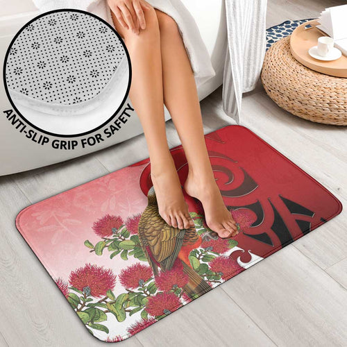 New Zealand Parrot Kaka Bathroom Set Maori Koru With Pohutukawa Flowers - Aussie Hoodie