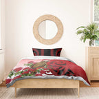 New Zealand Parrot Kaka Bedding Set Maori Koru With Pohutukawa Flowers - Aussie Hoodie