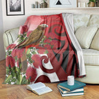 New Zealand Parrot Kaka Blanket Maori Koru With Pohutukawa Flowers - Aussie Hoodie