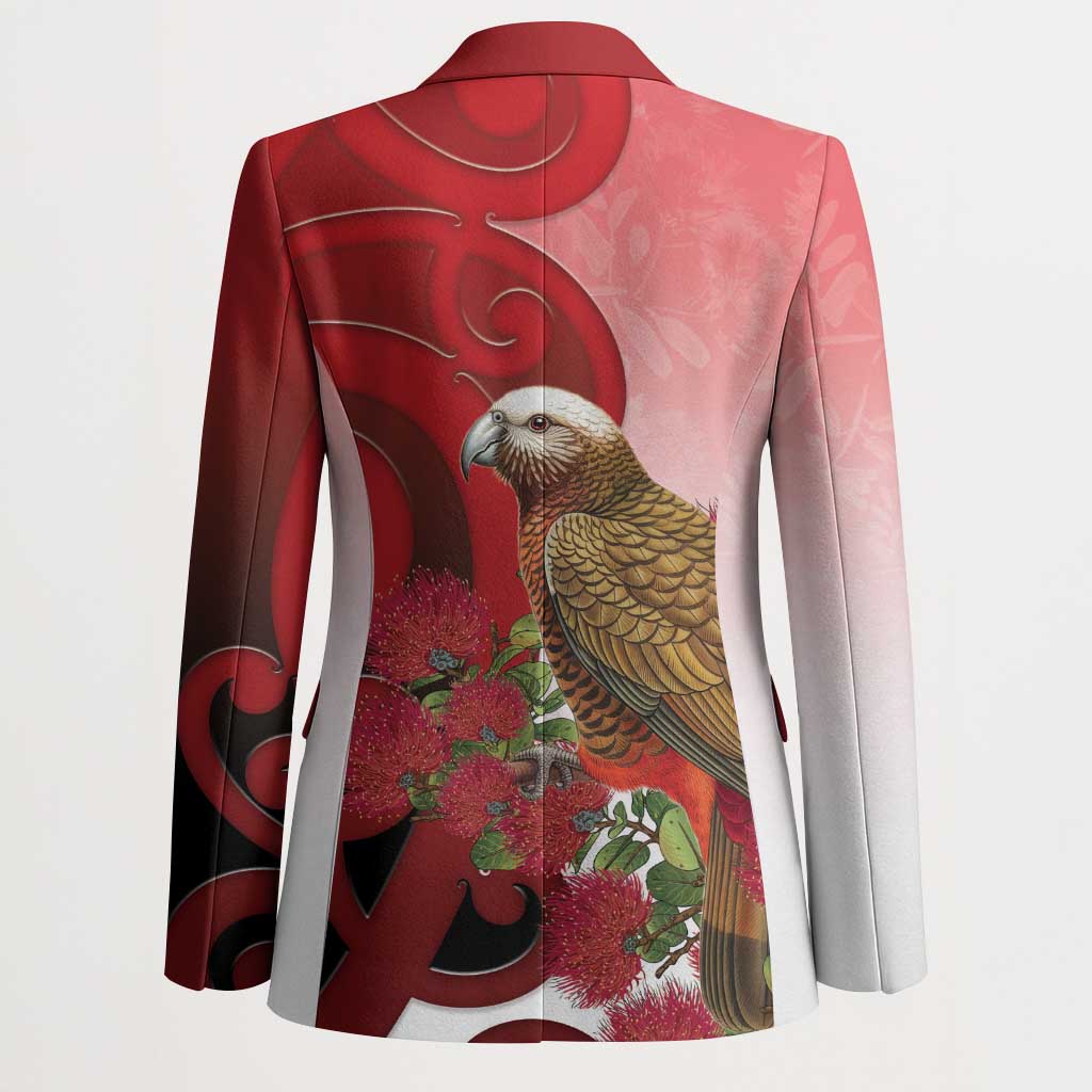 New Zealand Parrot Kaka Blazer Maori Koru With Pohutukawa Flowers - Aussie Hoodie