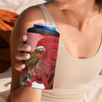 New Zealand Parrot Kaka 4 in 1 Can Cooler Tumbler Maori Koru With Pohutukawa Flowers - Aussie Hoodie