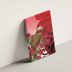 New Zealand Parrot Kaka Canvas Wall Art Maori Koru With Pohutukawa Flowers - Aussie Hoodie
