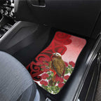 New Zealand Parrot Kaka Car Mats Maori Koru With Pohutukawa Flowers - Aussie Hoodie