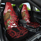 New Zealand Parrot Kaka Car Seat Cover Maori Koru With Pohutukawa Flowers - Aussie Hoodie
