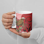 New Zealand Parrot Kaka Ceramic Mug Maori Koru With Pohutukawa Flowers - Aussie Hoodie