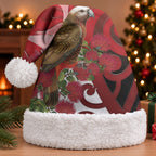 New Zealand Parrot Kaka Christmas Santa Hat Maori Koru With Pohutukawa Flowers