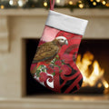 New Zealand Parrot Kaka Christmas Stocking Maori Koru With Pohutukawa Flowers