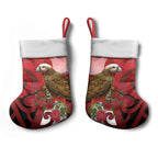 New Zealand Parrot Kaka Christmas Stocking Maori Koru With Pohutukawa Flowers