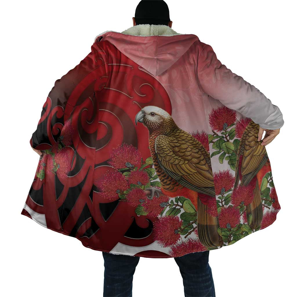 New Zealand Parrot Kaka Cloak Maori Koru With Pohutukawa Flowers - Aussie Hoodie
