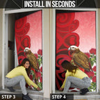 New Zealand Parrot Kaka Door Cover Maori Koru With Pohutukawa Flowers - Aussie Hoodie