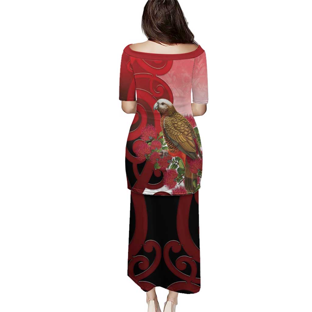 New Zealand Parrot Kaka Family Matching Puletasi and Hawaiian Shirt Maori Koru With Pohutukawa Flowers - Aussie Hoodie