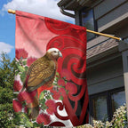 New Zealand Parrot Kaka Garden Flag Maori Koru With Pohutukawa Flowers - Aussie Hoodie