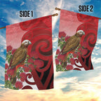 New Zealand Parrot Kaka Garden Flag Maori Koru With Pohutukawa Flowers - Aussie Hoodie