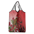 New Zealand Parrot Kaka Grocery Bag Maori Koru With Pohutukawa Flowers - Aussie Hoodie