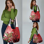 New Zealand Parrot Kaka Grocery Bag Maori Koru With Pohutukawa Flowers - Aussie Hoodie