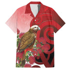 New Zealand Parrot Kaka Hawaiian Shirt Maori Koru With Pohutukawa Flowers - Aussie Hoodie
