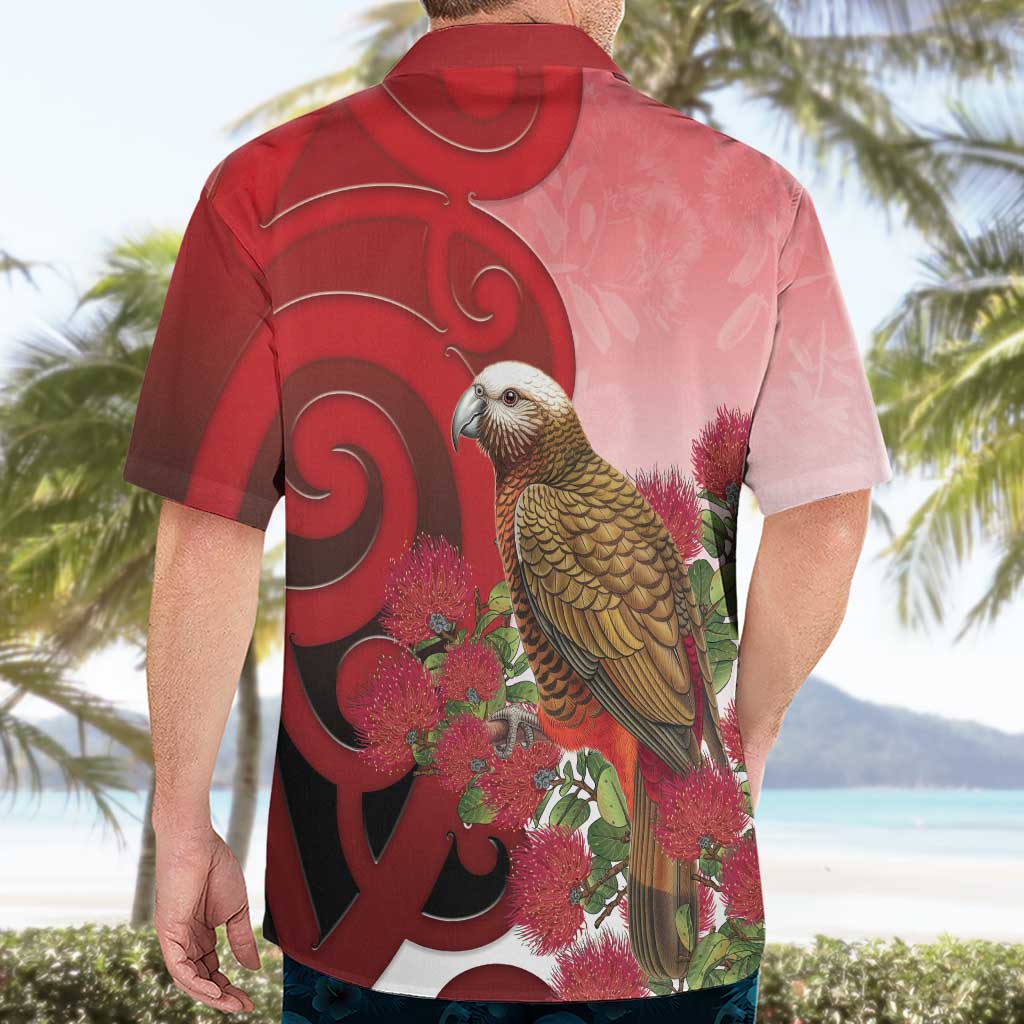 New Zealand Parrot Kaka Hawaiian Shirt Maori Koru With Pohutukawa Flowers - Aussie Hoodie