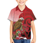 New Zealand Parrot Kaka Hawaiian Shirt Maori Koru With Pohutukawa Flowers - Aussie Hoodie