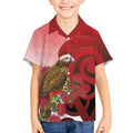 New Zealand Parrot Kaka Kid Hawaiian Shirt Maori Koru With Pohutukawa Flowers - Aussie Hoodie