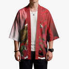 New Zealand Parrot Kaka Kimono Maori Koru With Pohutukawa Flowers - Aussie Hoodie