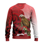 New Zealand Parrot Kaka Ugly Christmas Sweater Maori Koru With Pohutukawa Flowers