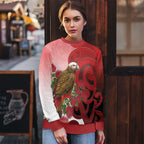 New Zealand Parrot Kaka Ugly Christmas Sweater Maori Koru With Pohutukawa Flowers