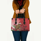 New Zealand Parrot Kaka Leather Bag Maori Koru With Pohutukawa Flowers - Aussie Hoodie