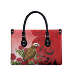 New Zealand Parrot Kaka Leather Bag Maori Koru With Pohutukawa Flowers - Aussie Hoodie